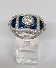 Load image in gallery viewer, Art Deco Moissanite and Sapphire Ring