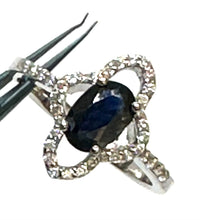 Upload an image to the gallery viewer, Oval Sapphire and White Topaz Ring / Size 6 (12)