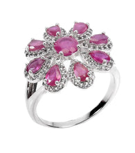 Upload an image to the gallery viewer, Ruby 8 Petals Ring / Size 9 (19)