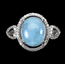 Load image in the gallery viewer, Aquamarine and White Topaz Ring / Size 6 (12)