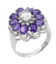 Load image in the gallery viewer, Almost Transparent Amethyst and Aquamarine Ring / Size 9 (19)