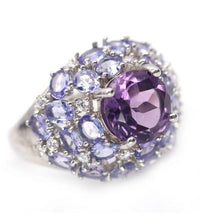 Cargar imagen en el visor de la galería, Anillo Amatista y Tanzanita / Talla 9 (19)

