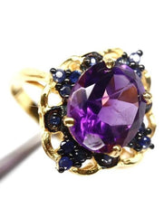 Load image in the gallery viewer, Amethyst and Sapphire Gold Ring / Size 7 (14)