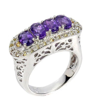 Cargar imagen en el visor de la galería, Anillo Art Deco Amatista y Zafiro Amarillo / Talla 7 (14)

