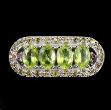 Upload image to gallery viewer, Art Deco Peridot and Fancy Sapphire Ring / Size 8 (17)