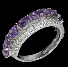 Load image in the gallery viewer, Amethyst and White Topaz Double Ring / Size 6 (12)