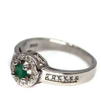 Load image in the gallery viewer, Emerald and White Topaz Ring / Size 8 (17)
