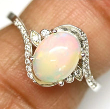 Upload image to the gallery viewer, Cabochon Rainbow Opal Ring / Size 6,5 (13)