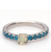 Load image in the gallery viewer, Rainbow Opal and Apatite Ring / Size 6 (12)