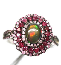 Load image in the gallery viewer, Black Opal Ring, Ruby and Fancy Pink Sapphires / Size 7 (14)