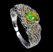 Load image in the gallery viewer, Fire Opal Ring and Fancy Yellow Sapphire / Size 6 (12)