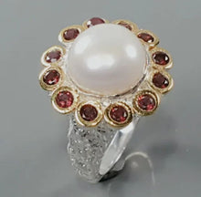 Load image in the gallery viewer, River Pearl and Rhodolite Ring / Size 6 (12)