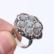 Upload an image to the gallery viewer, Gray Moonstone and Marcasite Ring / Adjustable Size from 7,5 (16)
