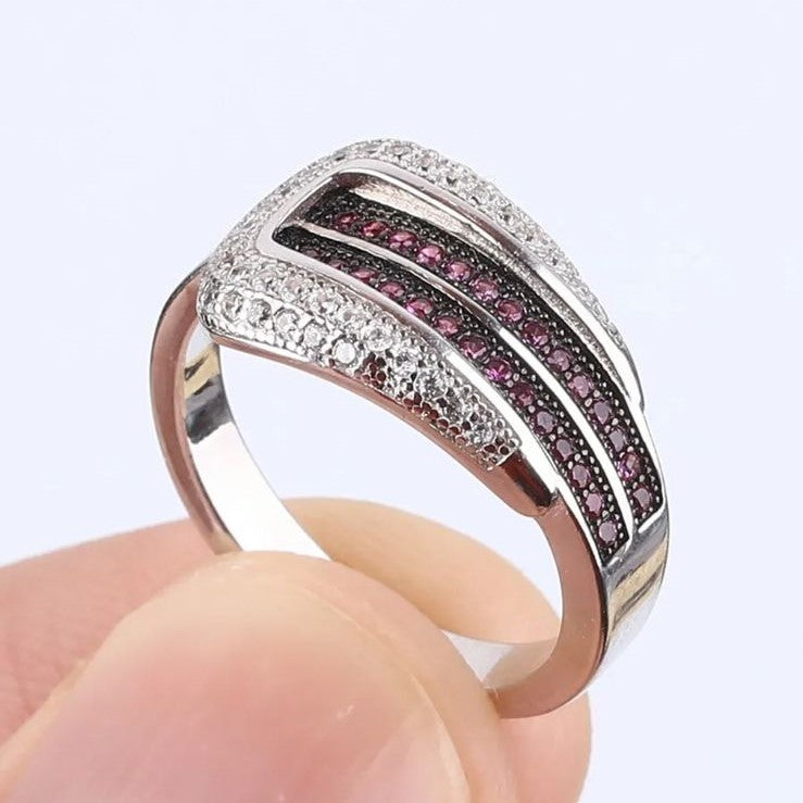 Anillo Rhodolita y Topacio Blanco / Talla 6 (12)