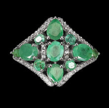 Cargar imagen en el visor de la galería, Anillo Rombo Esmeralda y Topacio Blanco / Talla 8 (17)
