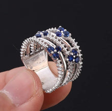 Upload an image to the gallery viewer, White Topaz Blue Topaz Ring / Size 8 (17)