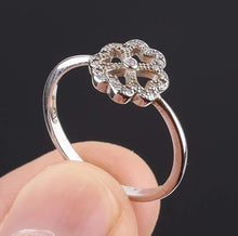 Upload an image to the gallery viewer, White Topaz Clover Ring / Size 6 (12)