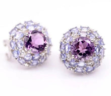 Load image in the gallery viewer, Amethyst and Tanzanite Earrings