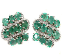 Load image in the gallery viewer, Three Rows Emerald Earrings