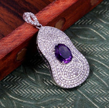 Load image into gallery viewer, White Topaz Amethyst Pendant