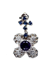 Load image in the gallery viewer, Amethyst and Sapphire Flower Pendant