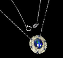 Load image in gallery viewer, Black Opal and Fancy Sapphire Pendant