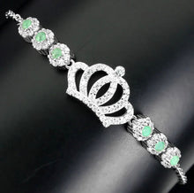 Load image in gallery viewer, Emerald Crown and White Topaz Bracelet