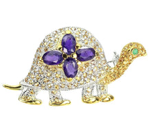 Load image in the gallery viewer, Amethyst and Yellow Sapphire Turtle Brooch