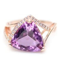 Upload an image to the gallery viewer, Rose Gold Amethyst Ring / Size 5,5 (11)