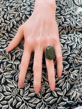 Upload an image to the gallery viewer, Olive Green Onyx Oval Ring / Size 8,5 (18)