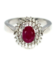 Load image in the gallery viewer, Ruby and White Topaz Oval Ring / Size 6 (12)