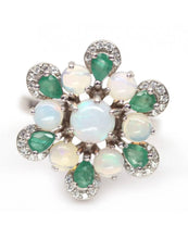 Upload image to gallery viewer, Rainbow Opal and Emerald Ring / Size 7 (14)