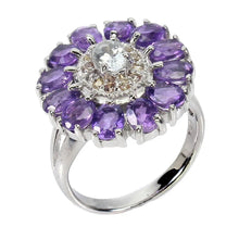 Load image in the gallery viewer, Amethyst, Aquamarine and Fancy Sapphires Ring / Size 9 (19)
